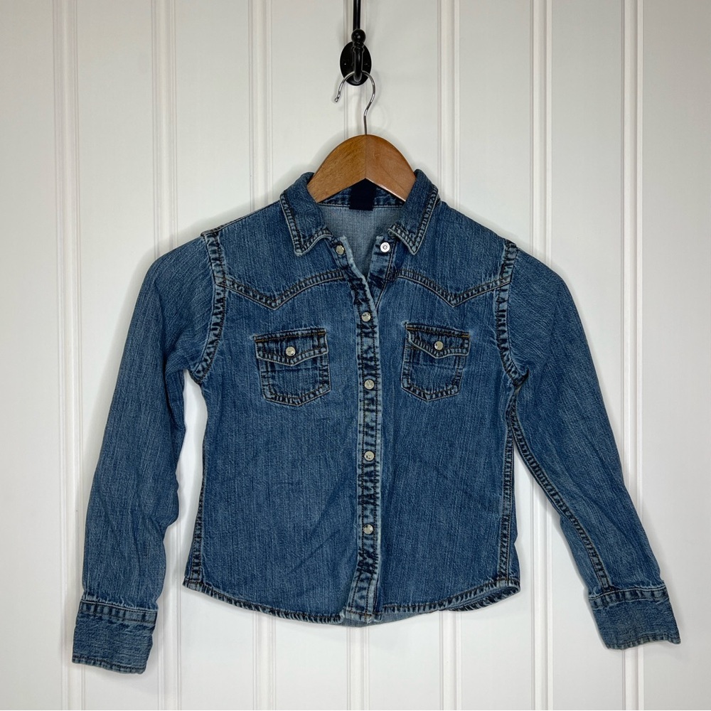 Gap Kids Denim Snap Front Jean Jacket Blue Size M 7-8